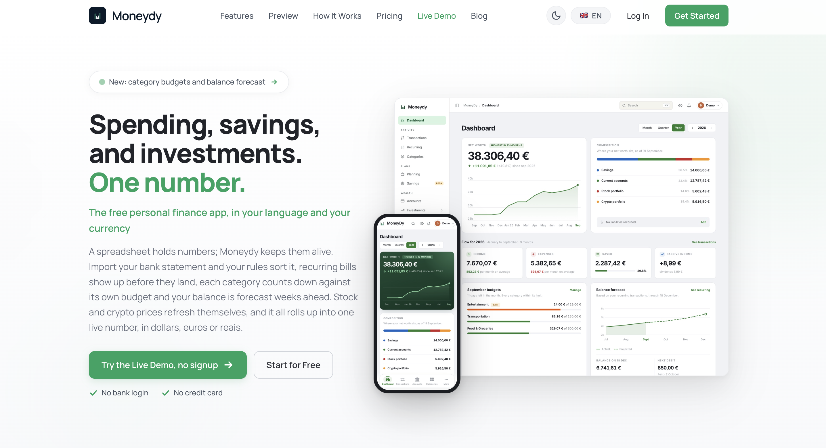 Moneydy landing page